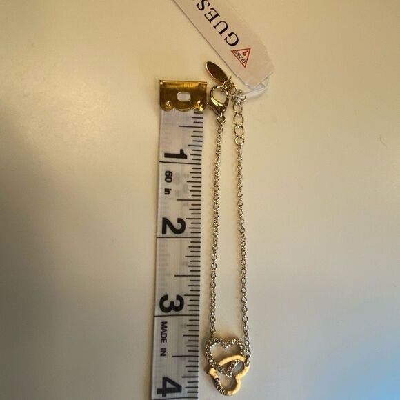 Guess Gold & Rhinestone Interlocking Hearts Bracelet - Picture 2 of 7